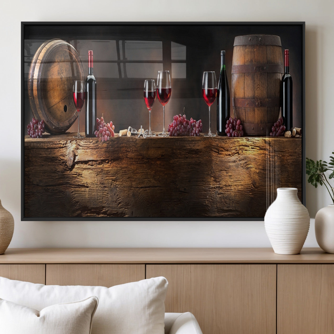 MGV-FP-60X30-3P - Wine and Barrels Wall Art Canvas Print