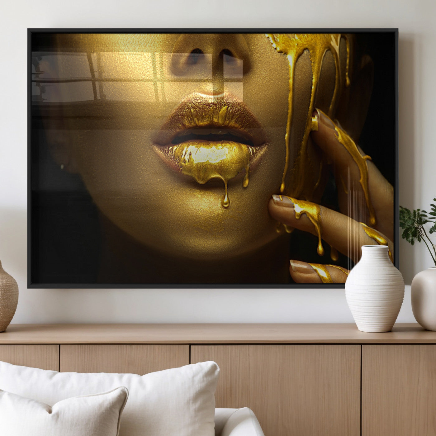 24252-MGV-FP-60X30-3P_Black-Gold and Women Wall Art Canvas Print