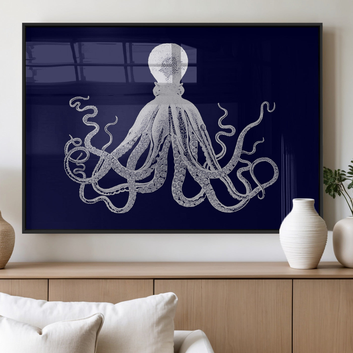 MGV-FP-60X30-3P - Blue Octopus Wall Art Canvas Print