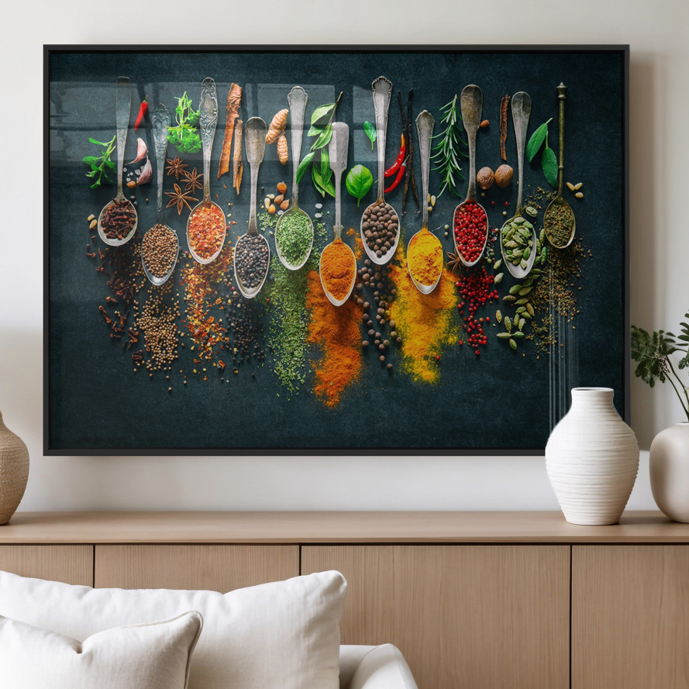 MGV-FP-60X30-3P - Herbs and Spices Kitchen Wall Art Canvas Print