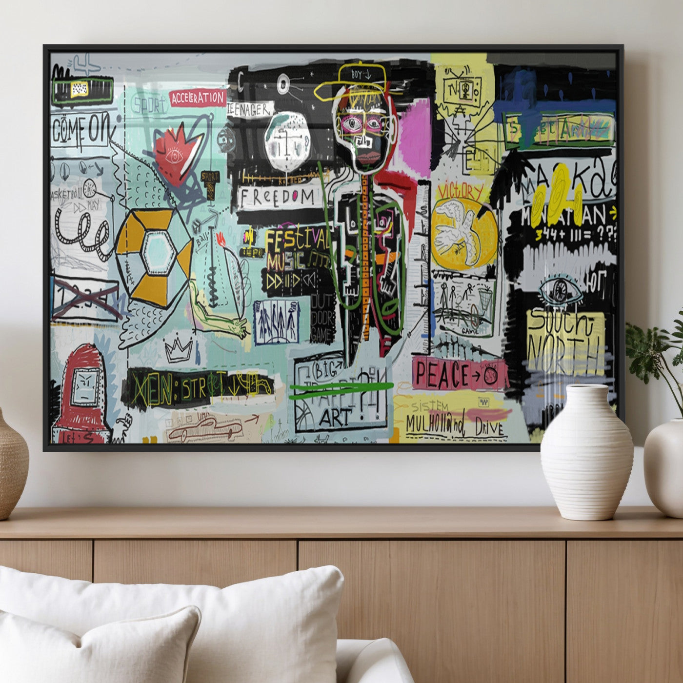MGV-FP-60X30-3P - Abstract Graffiti Canvas Street Art-Inspired Graffiti Triptych Canvas – Modern Abstract Wall Art for
