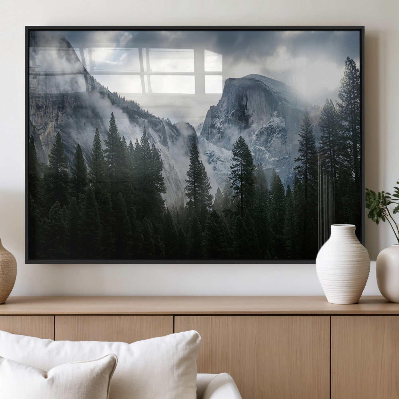 MGV-FP-60X30-3P - Yosemite National Park El Capitan Foggy Mountain Wall Art | Large Canvas Print for Living Room,