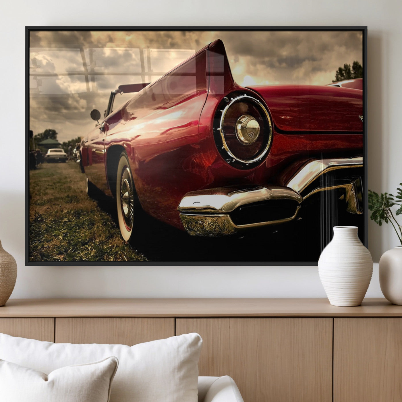 MGV-FP-36X24-3P - Red Classic Car Wall Art Canvas Print