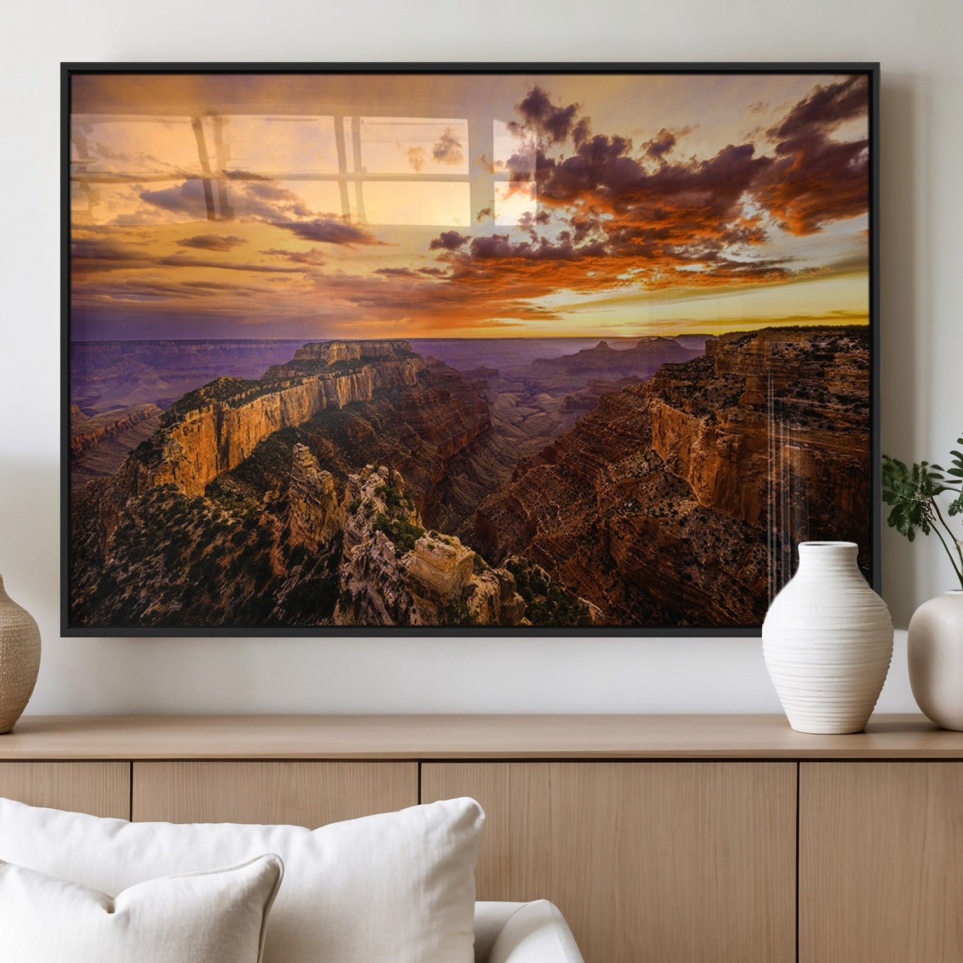 MGV-FP-60X30-3P - Mesmerizing Sunset from Grand Canyon Nal Park Wall Art, Grand Canyon Canvas Print