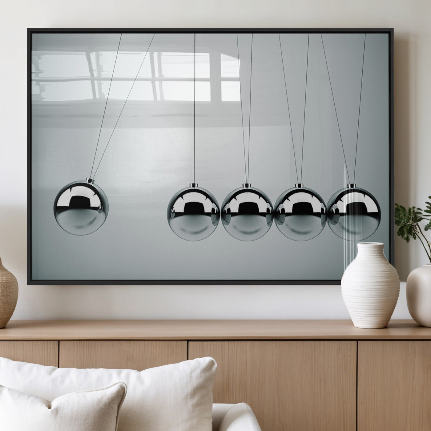 MGV-FP-60X30-3P - Newton's Cradle Wall Art Canvas Print, Framed Newton Cradle Wall Art