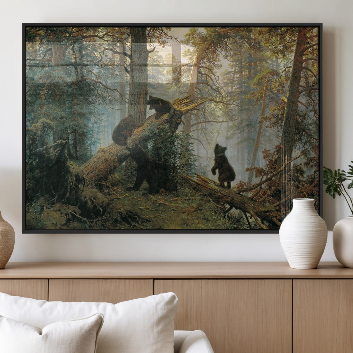 MGV-FP-60X30-3P - Baby Bears in Forest Wall Art Canvas Print