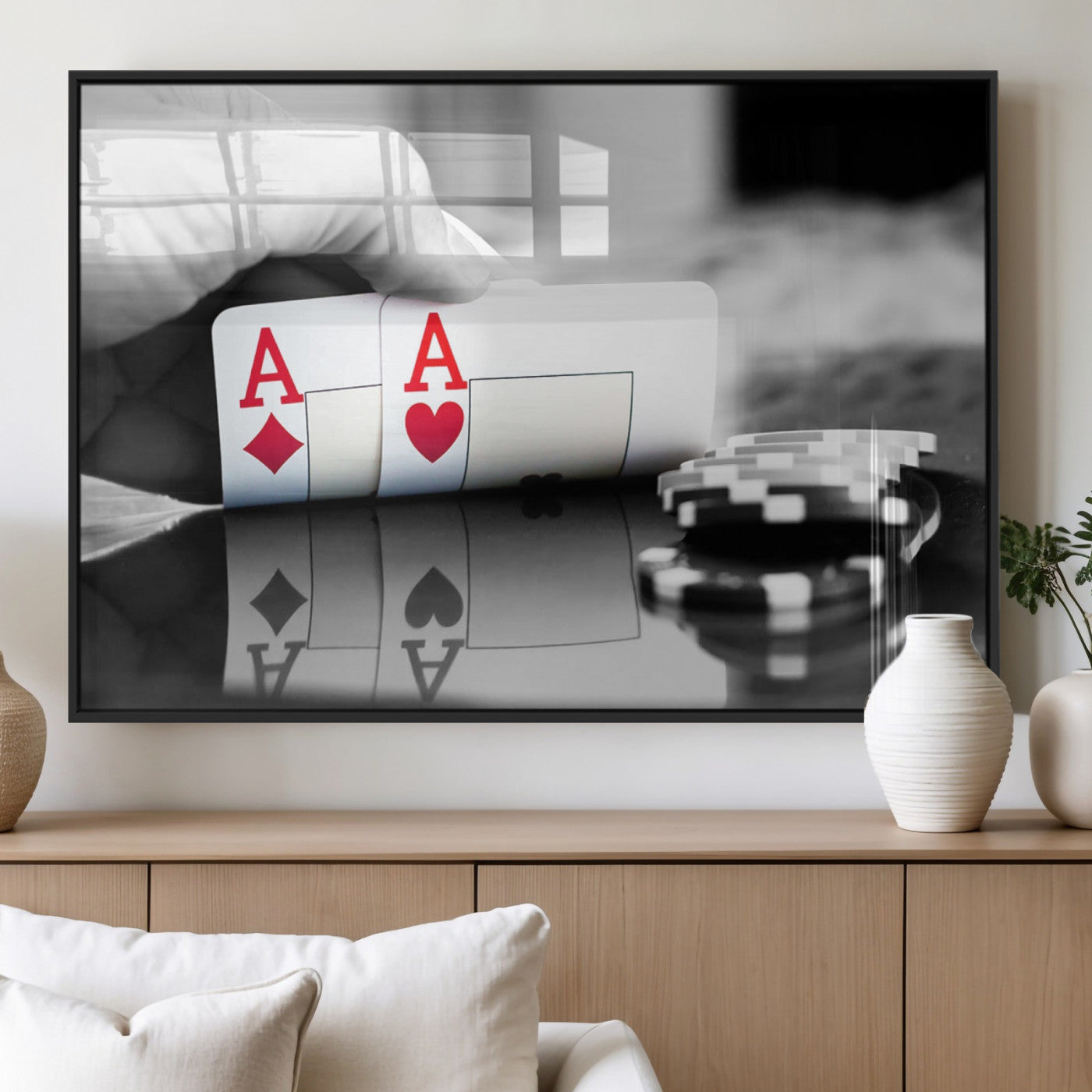 MGV-FP-60X30-3P - Aces Poker Art Poker Game Wall Art Canvas Print