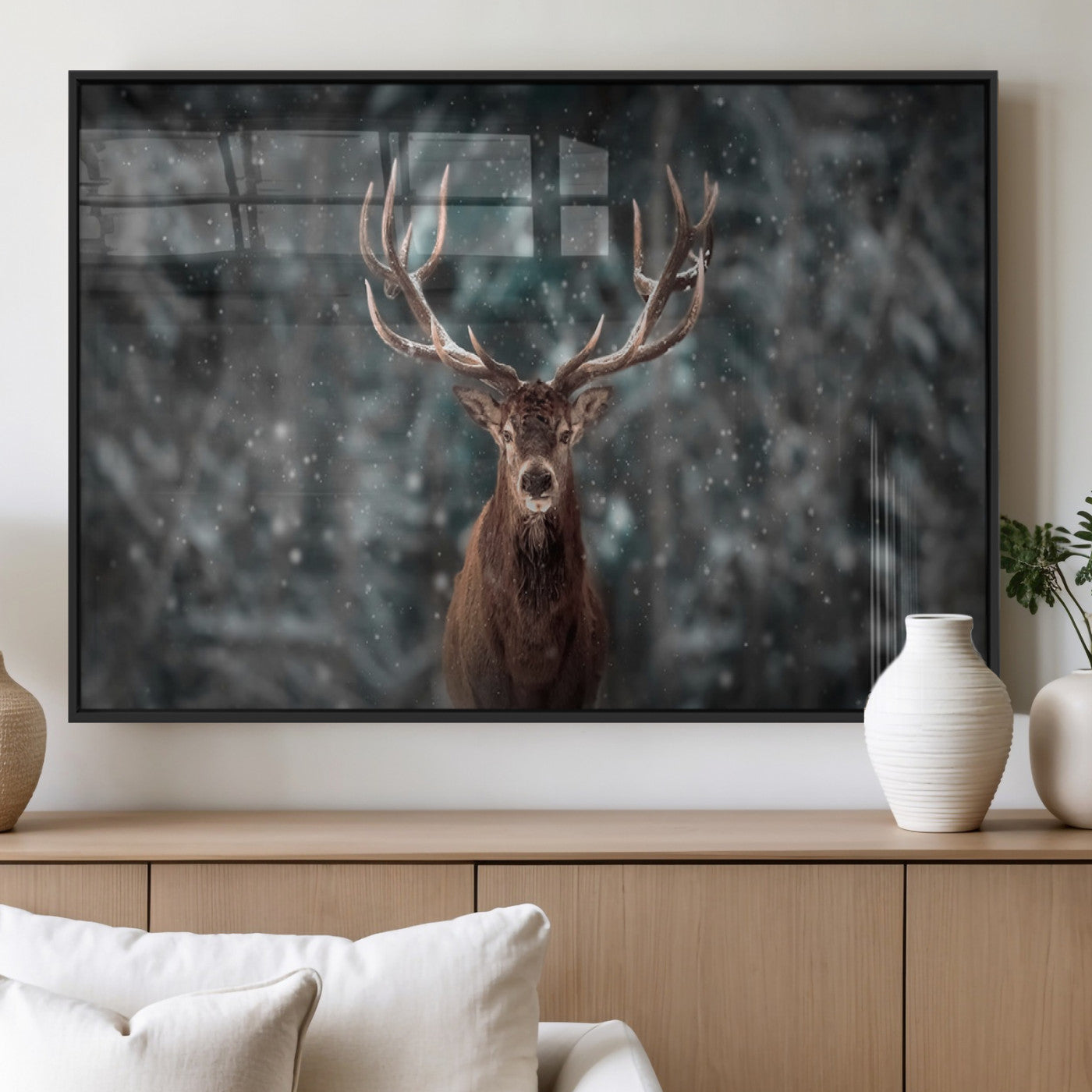 MGV-FP-60X30-3P - Wall Art Deer Art Animal Canvas, Framed Wall Art Deer Canvas Print