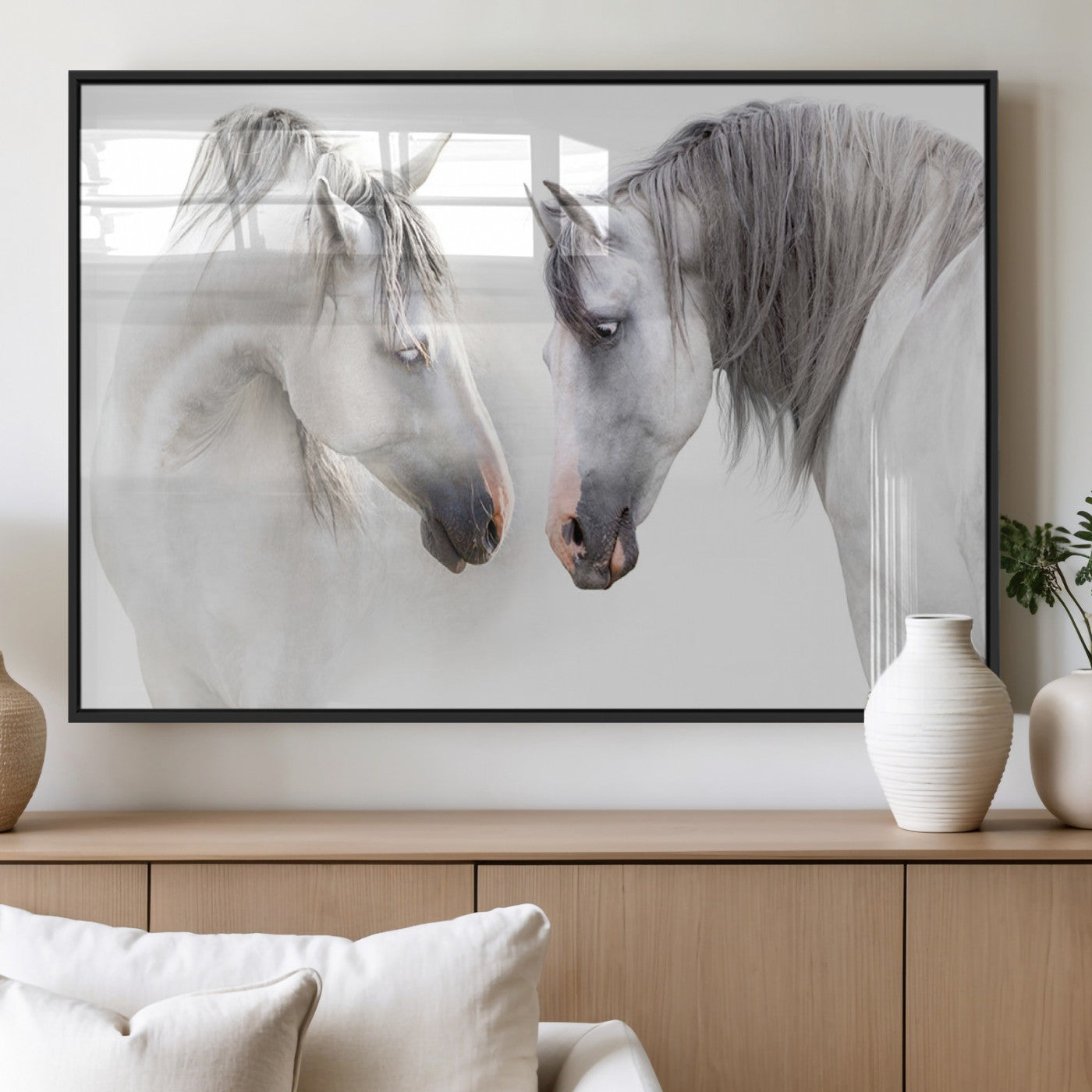 MGV-FP-60X30-3P - White Horse Wall Art Animal Canvas Print