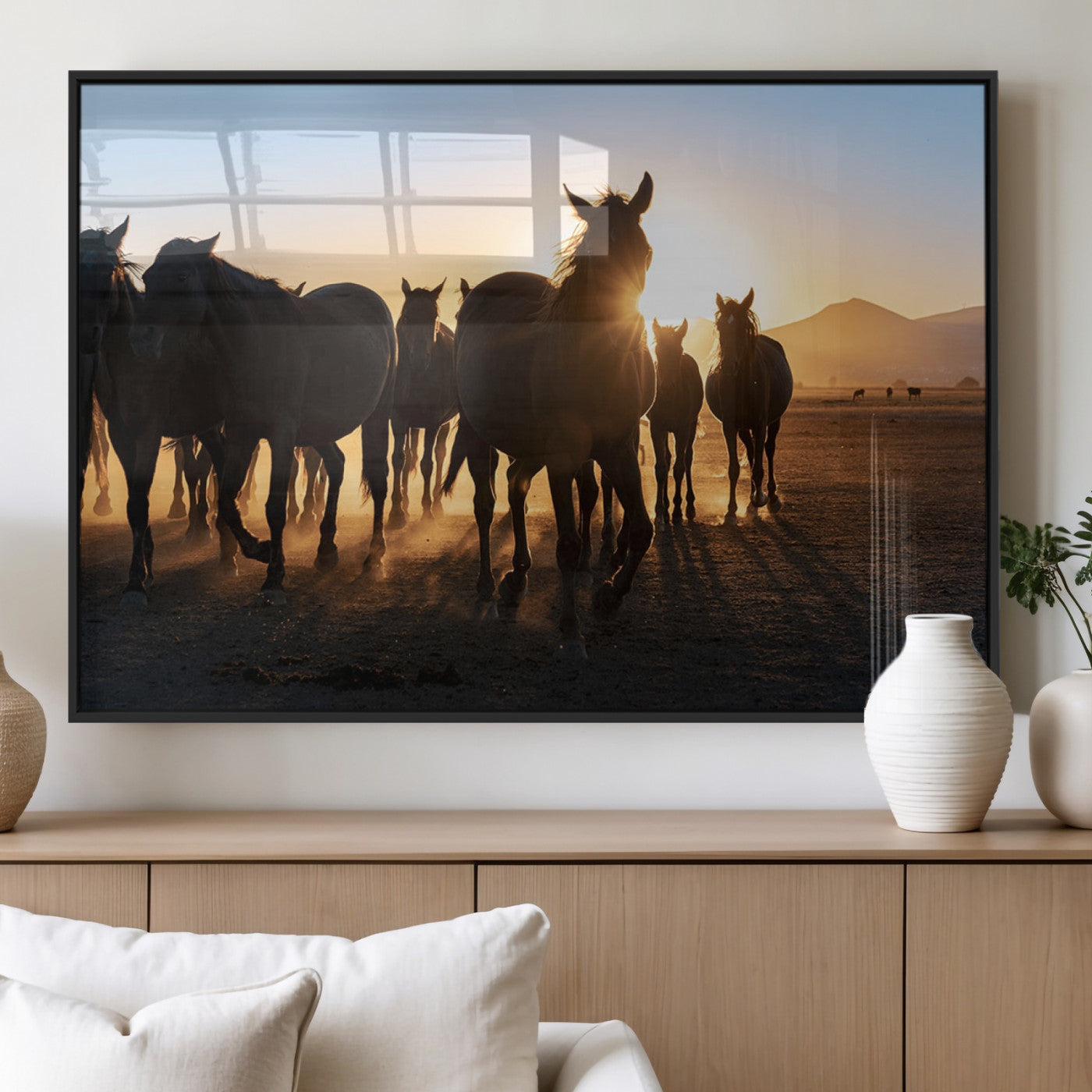 MGV-FP-36X24-3P - Horse Herd Wall Art Animal Canvas Print