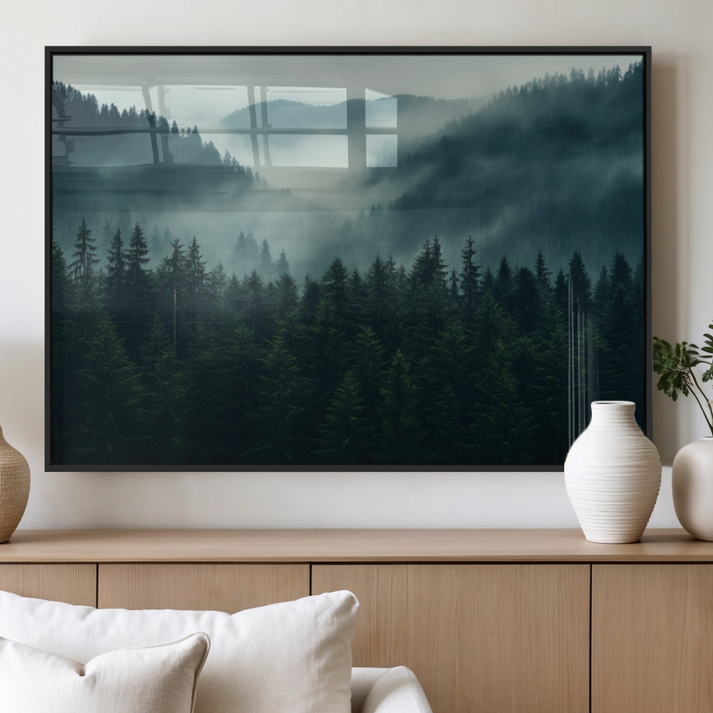 MGV-FP-60X30-3P - Captivating Misty Forest Wall Art Premium Canvas Print,  Foggy and Serene Atmosphere Wall Art Canvas