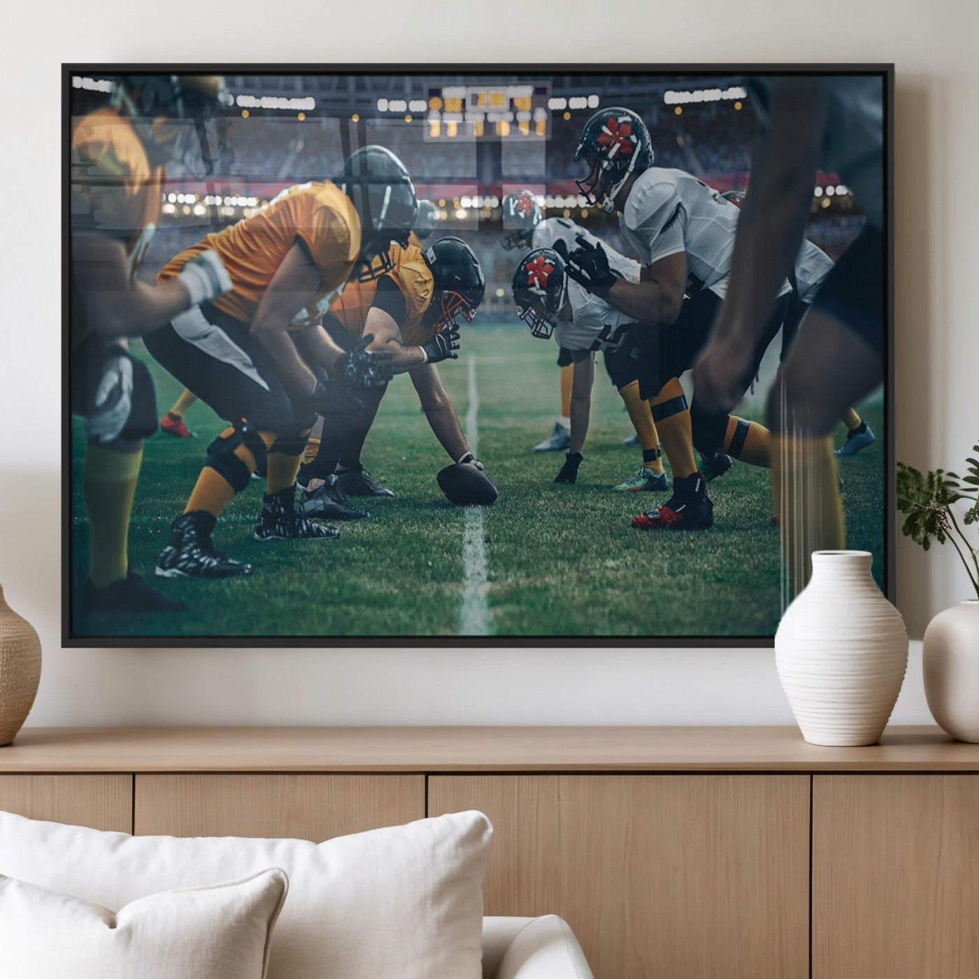 MGV-FP-60X30-3P - American Football Playing Wall Art Canvas Print