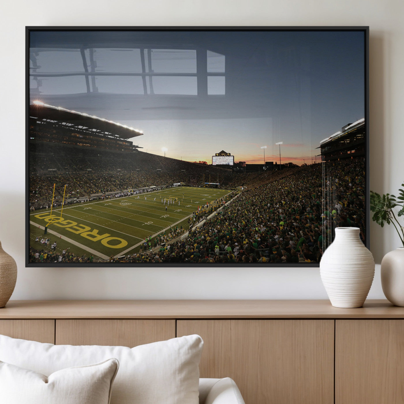 MGV-FP-60X30-3P - Oregon Ducks Football Team Print - Eugene Autzen Stadium Wall Art Canvas Print