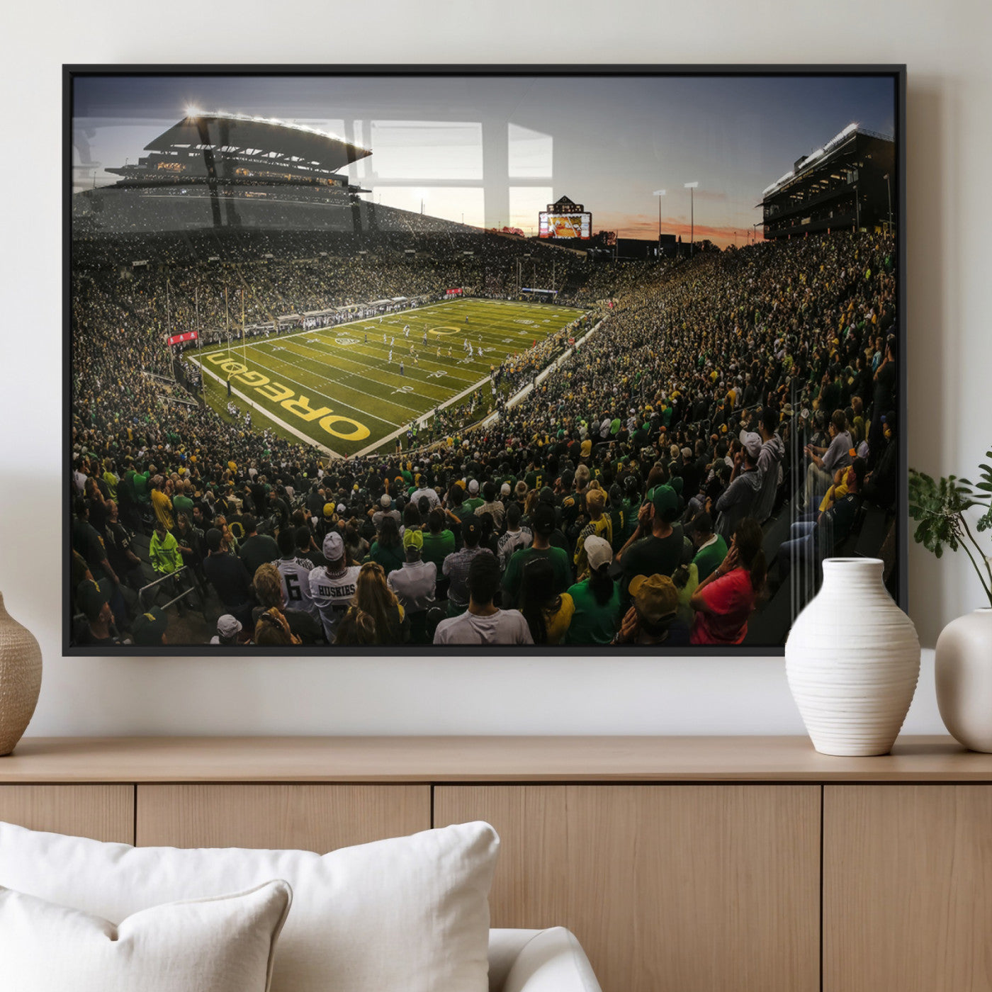 MGV-FP-60X30-3P - Oregon Stadium Canvas Wall Art - Captivating Game Day Scene at Autzen Stadium, Oregon Ducks Football