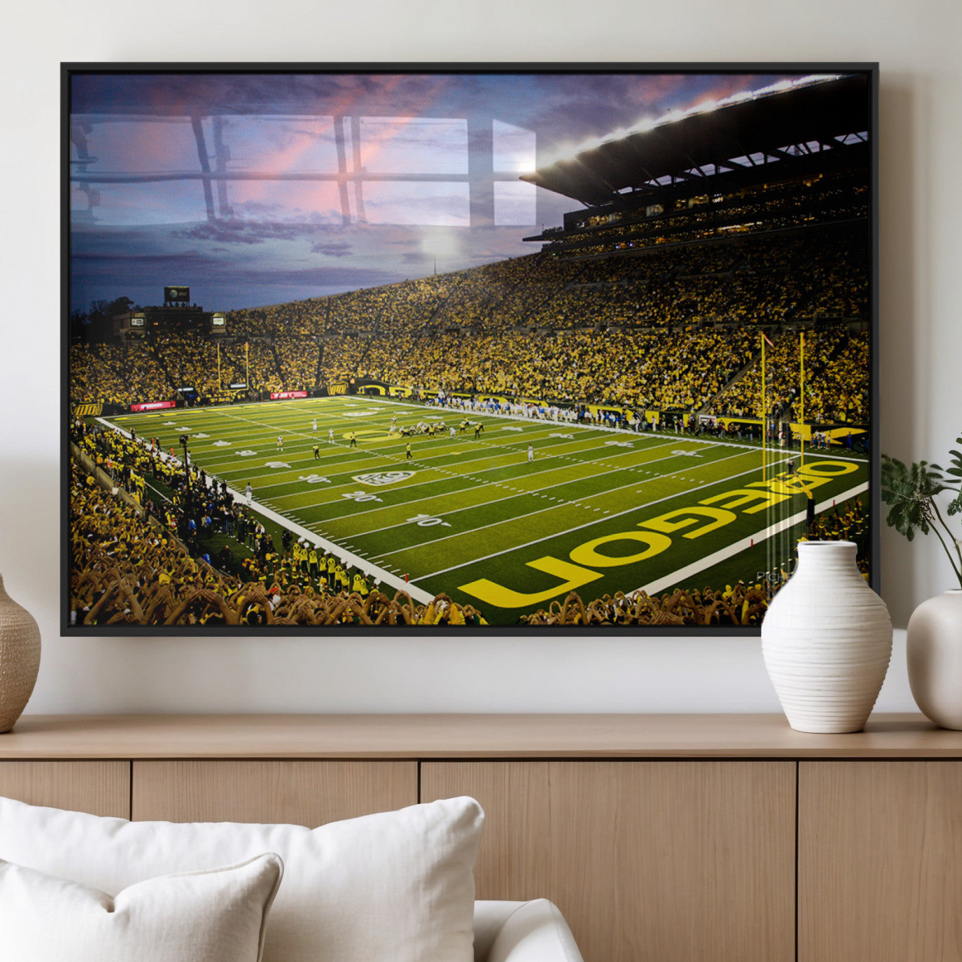 MGV-FP-60X30-3P - University of Oregon Ducks Football Team Print - Eugene Autzen Stadium Wall Art Canvas Print