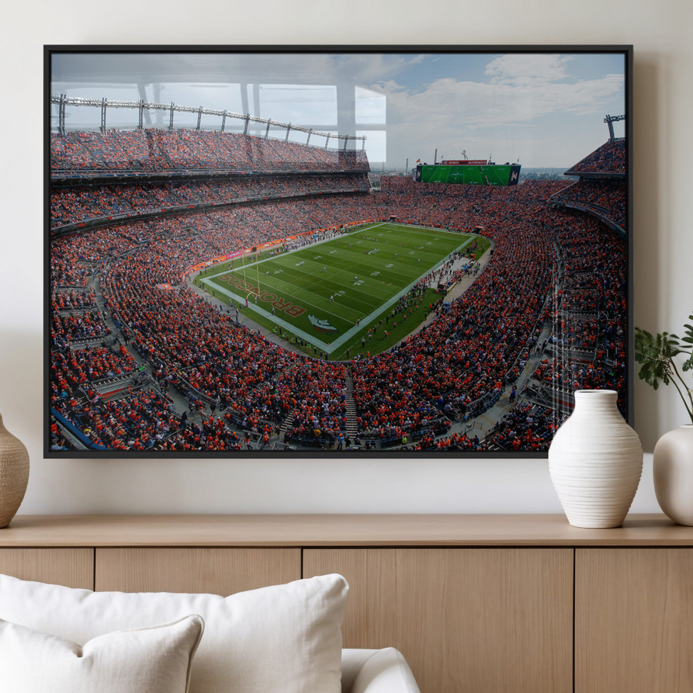 MGV-FP-60X30-3P - Denver Broncos Football Team Print - Empower Field Mile High Stadium Wall Art Canvas Print
