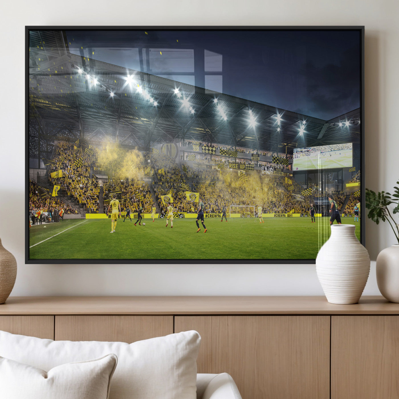 MGV-FP-60X30-3P - Columbus Crew Stadium Match Triple Canvas Wall Art - Dynamic MLS Game Scene Canvas Wall Art