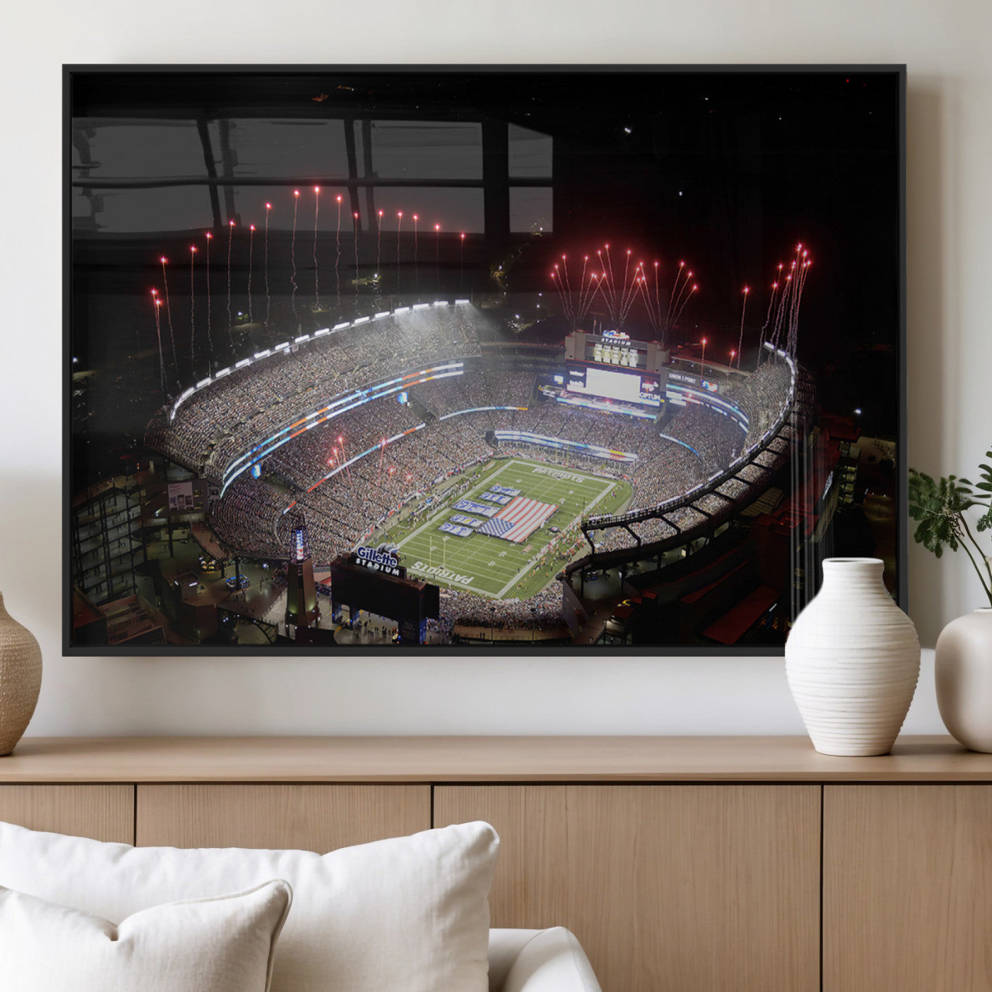 MGV-FP-60X30-3P - New England Patriots Team Print Wall Art- Foxborough Gillette Stadium Wall Art Canvas Print