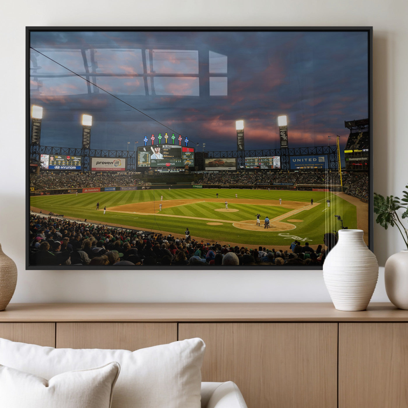MGV-FP-60X30-3P - Chicago White Sox Baseball Team Print Canvas- Guaranteed Rate Field Stadium Wall Art Canvas Print