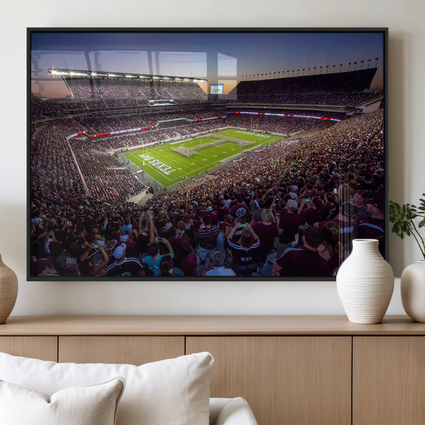 MGV-FP-60X30-3P - Texas A&M University Aggies Football Team Print - College Station Kyle Field Stadium Wall Art Canvas