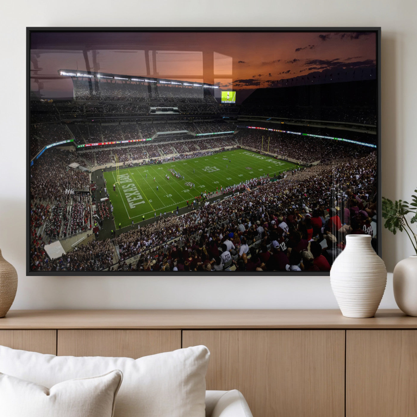 MGV-FP-60X30-3P - Texas A&M Aggies Football Team Print - College Station Kyle Field Stadium Wall Art Canvas Print