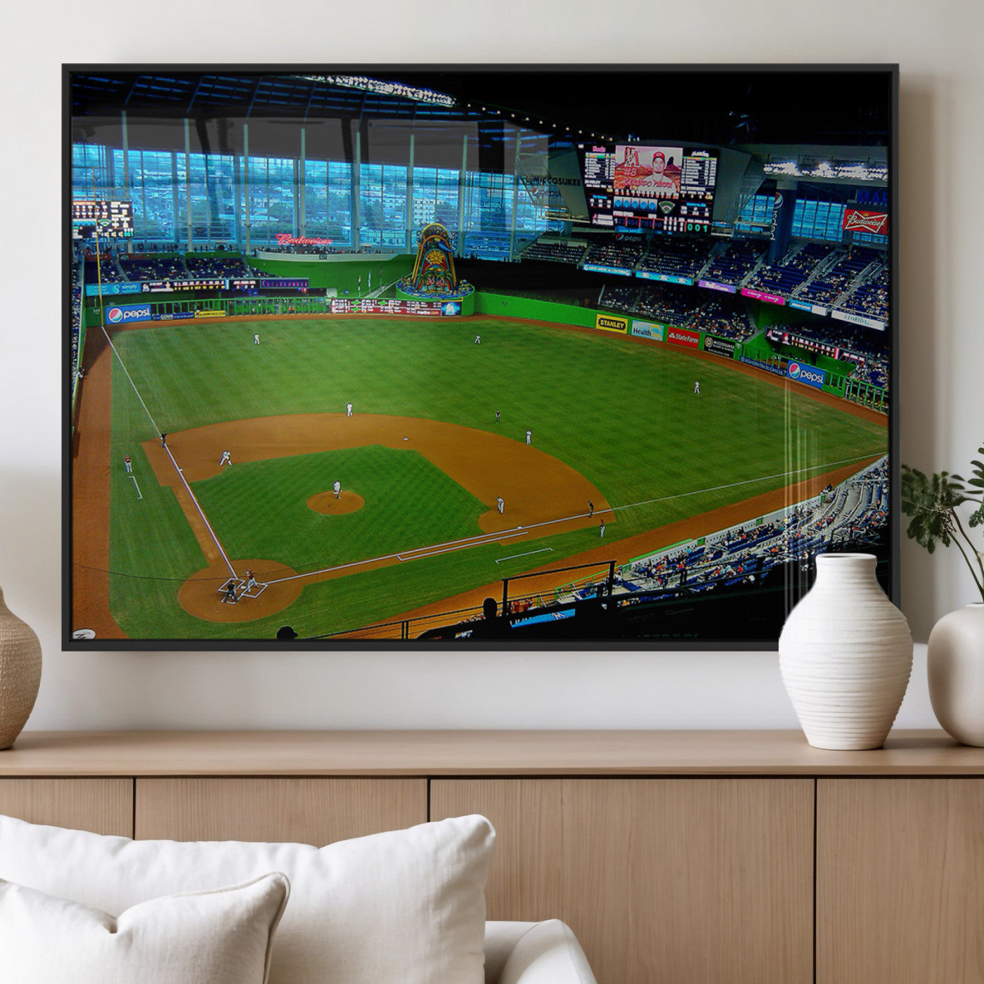 MGV-FP-60X30-3P - Miami Marlins Baseball Team Print - Miami LoanDepot Park Stadium Wall Art Canvas Print