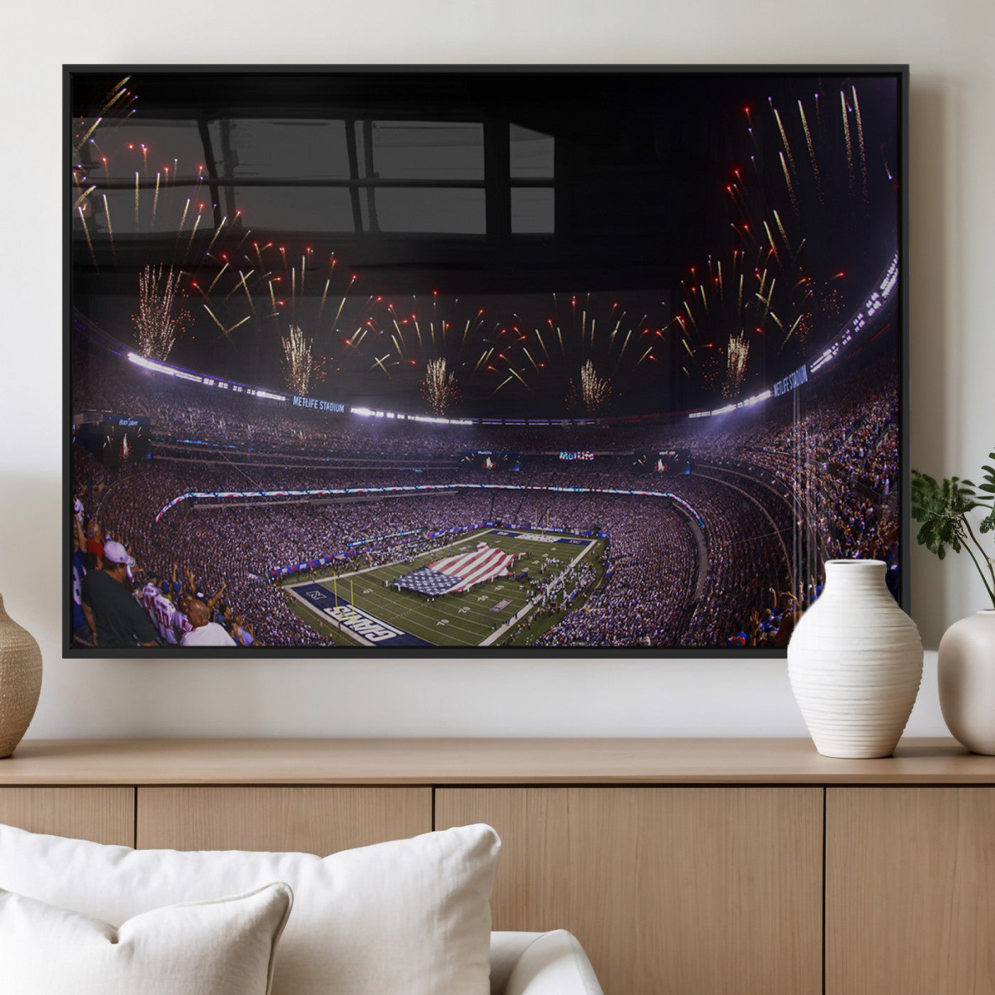 MGV-FP-60X30-3P - New York Giants Football Team Print - East Rutherford MetLife Stadium Wall Art Canvas Print