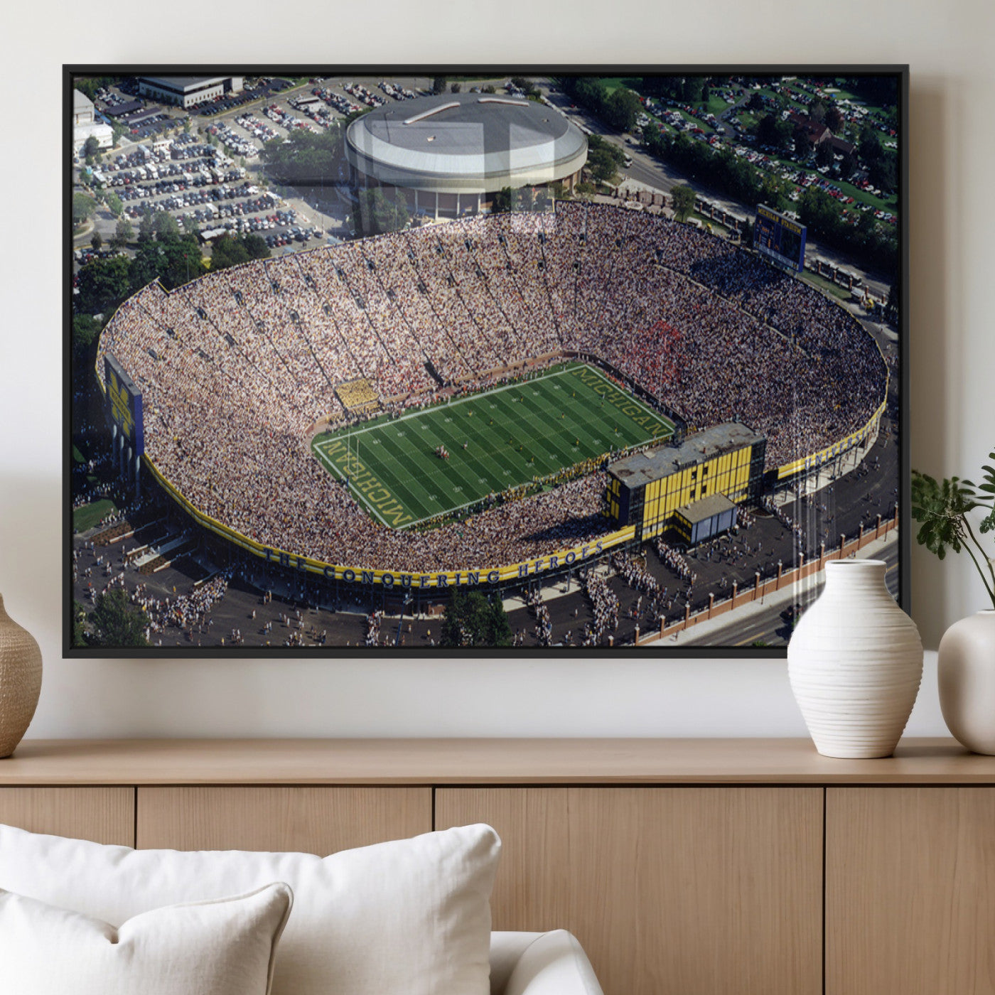 MGV-FP-60X30-3P - Michigan Wolverines Football Team Print - Ann Arbor Michigan Stadium Print, Michigan Wolverines