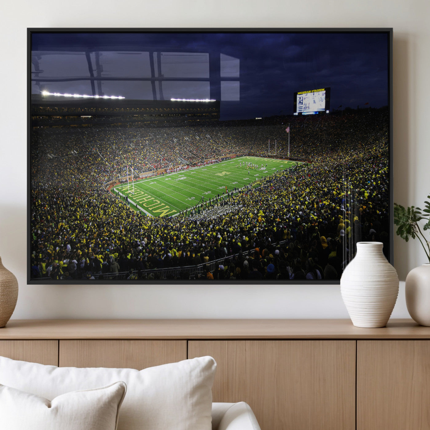 MGV-FP-60X30-3P - Michigan Wolverines Football Canvas Wall Decor, Football Team Print - Ann Arbor Michigan Stadium