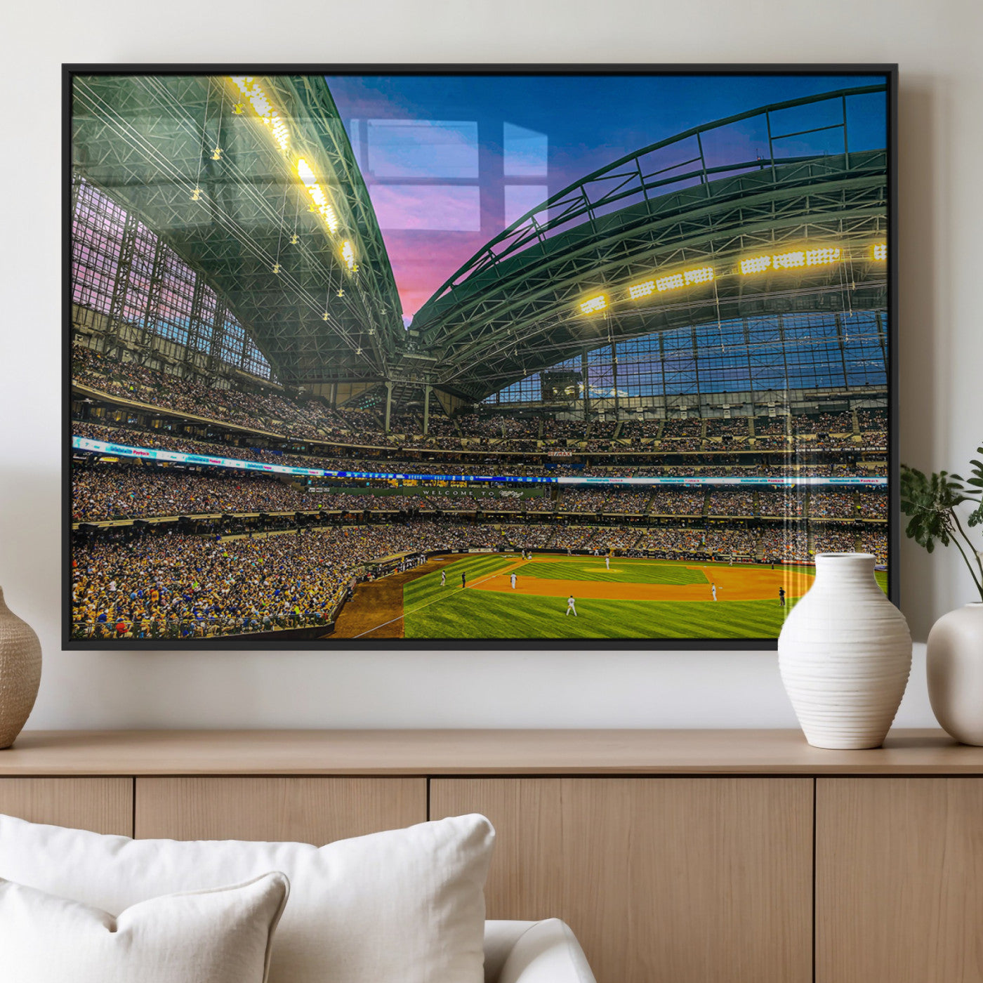 MGV-FP-60X30-3P - Milwaukee Brewers Baseball Team Print Canvas- American Family Field Stadium Wall Art Canvas Print