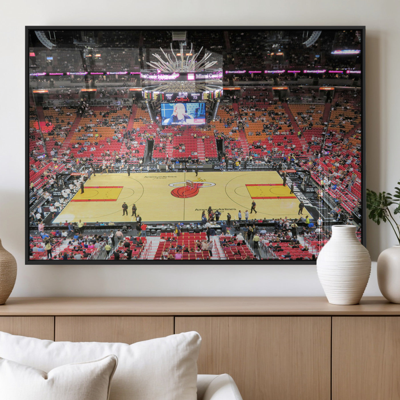 MGV-FP-60X30-3P - Miami Heat Basketball Team Print Wall Art- Kaseya Center Stadium Wall Art Canvas Print