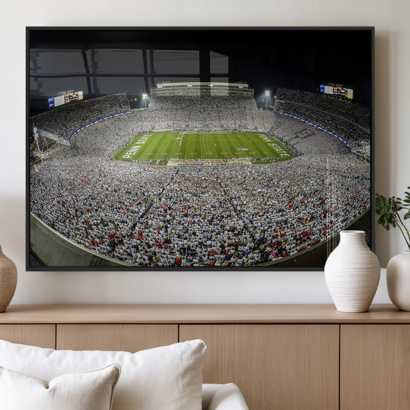 MGV-FP-60X30-3P - Beaver Stadium Night Game Triple Canvas Wall Art - Penn State Nittany Lions Football Match