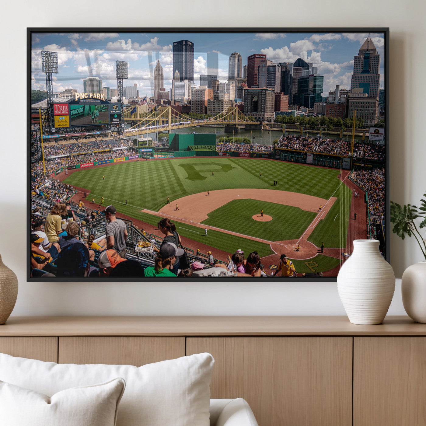 MGV-FP-60X30-3P - Pittsburgh Pirates Baseball Team Print - PNC Park Stadium Wall Art Canvas Print - Ready to Hang
