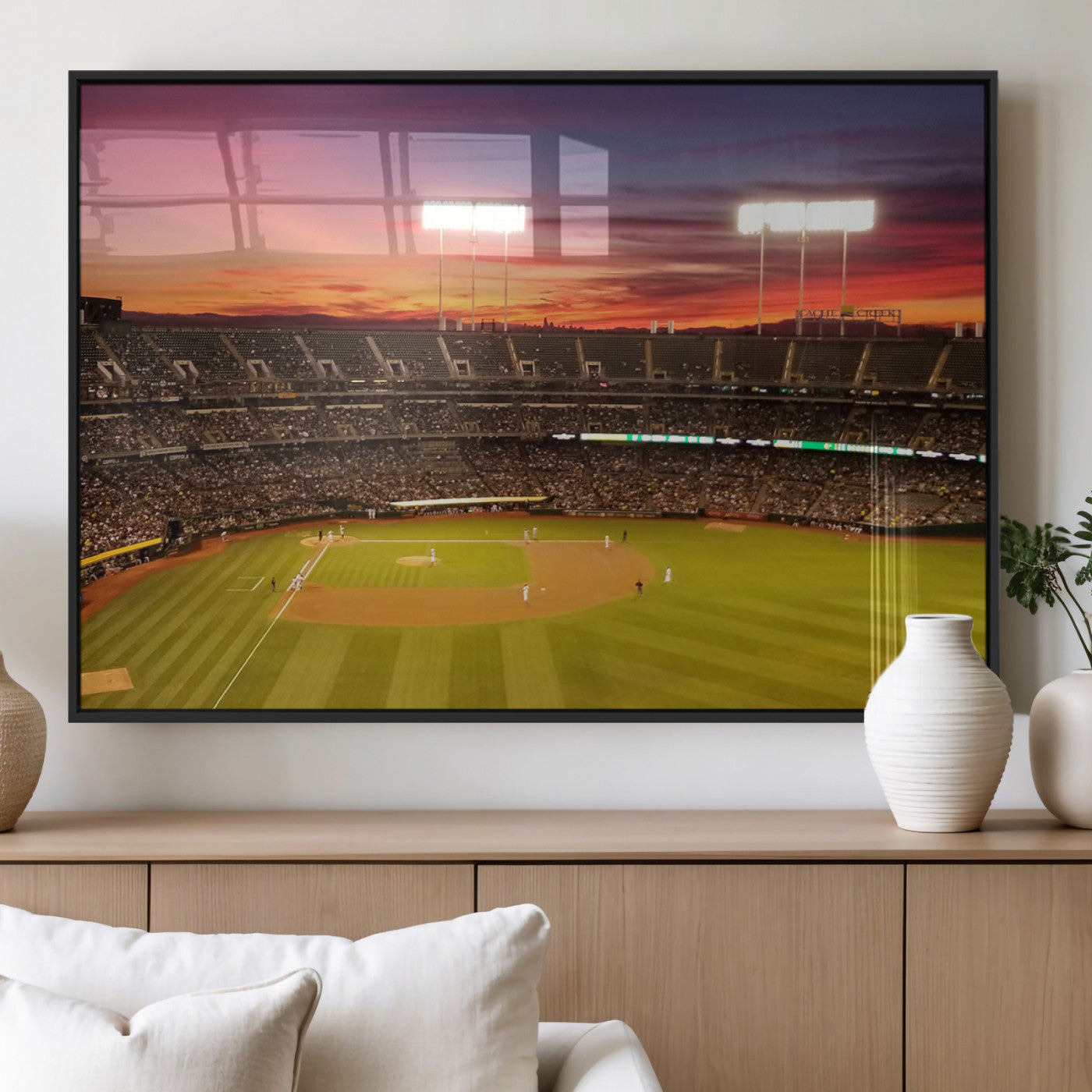 MGV-FP-60X30-3P - Oakland Athletics Baseball Team Print - Oakland Coliseum Stadium Wall Art Canvas Print