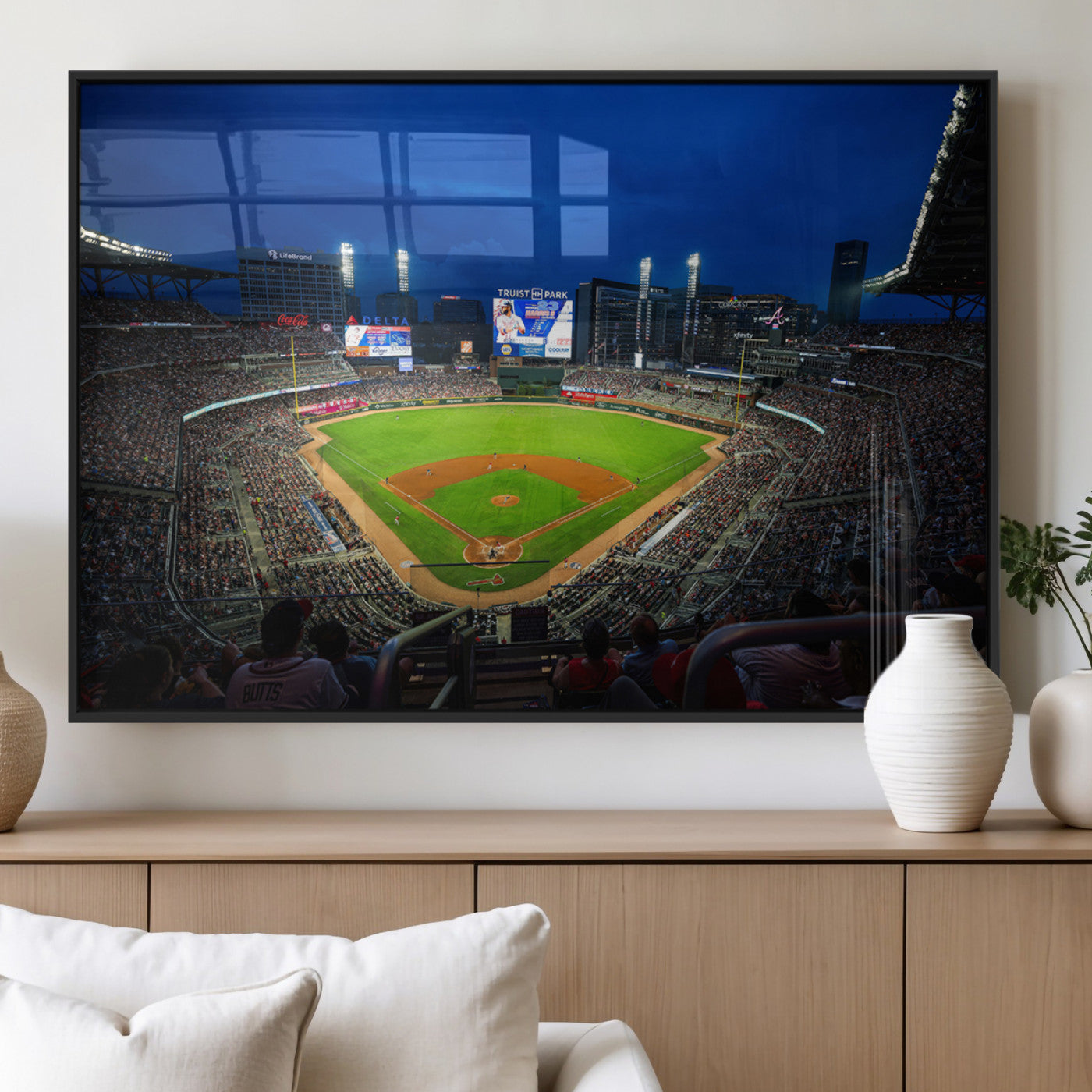 MGV-FP-60X30-3P - Truist Park Night Game Canvas Art - Atlanta Braves Stadium Wall Art Canvas