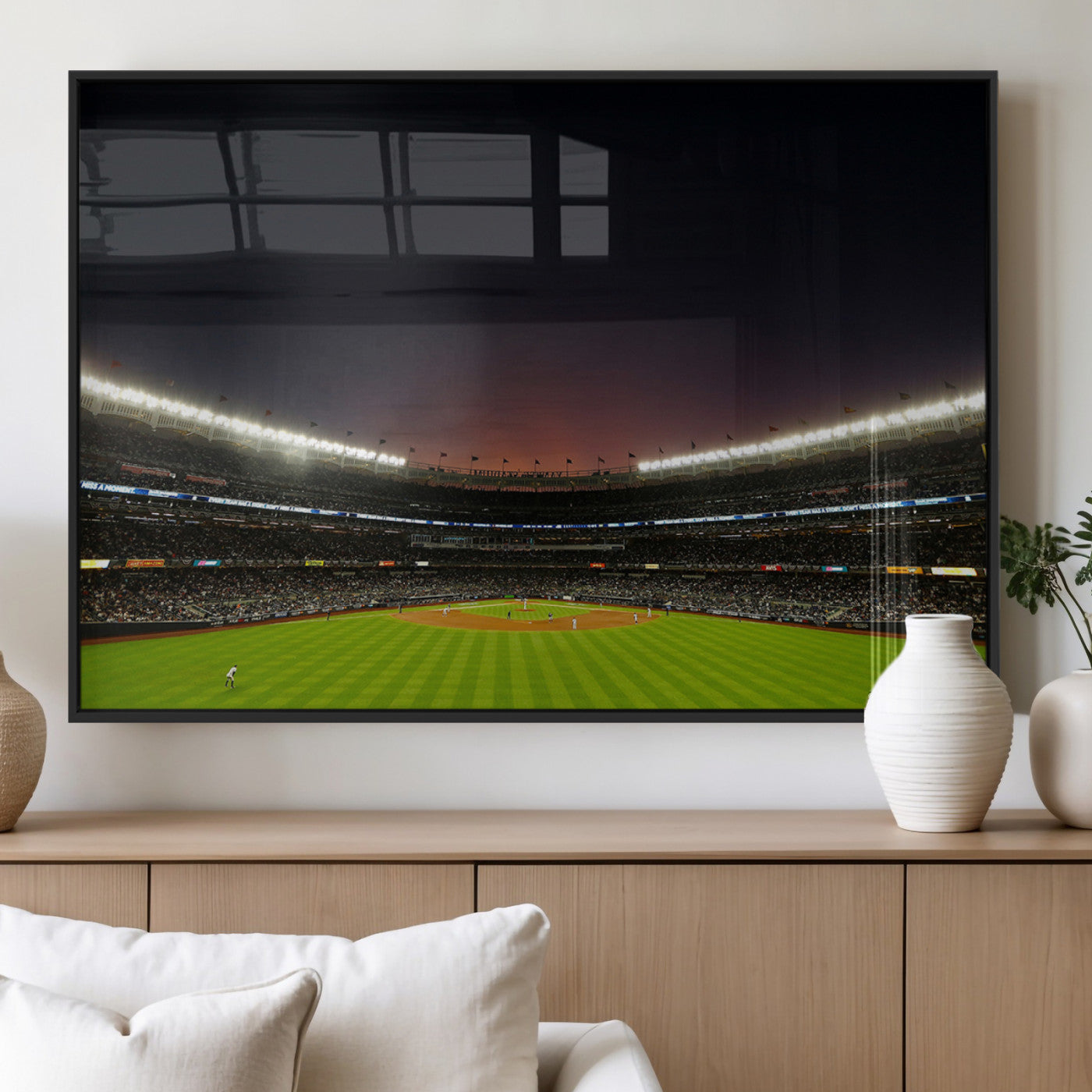 MGV-FP-60X30-3P - Yankee Stadium Night Game Triple Canvas, Yankee Stadium Canvas Wall Art - New York Yankees MLB Match