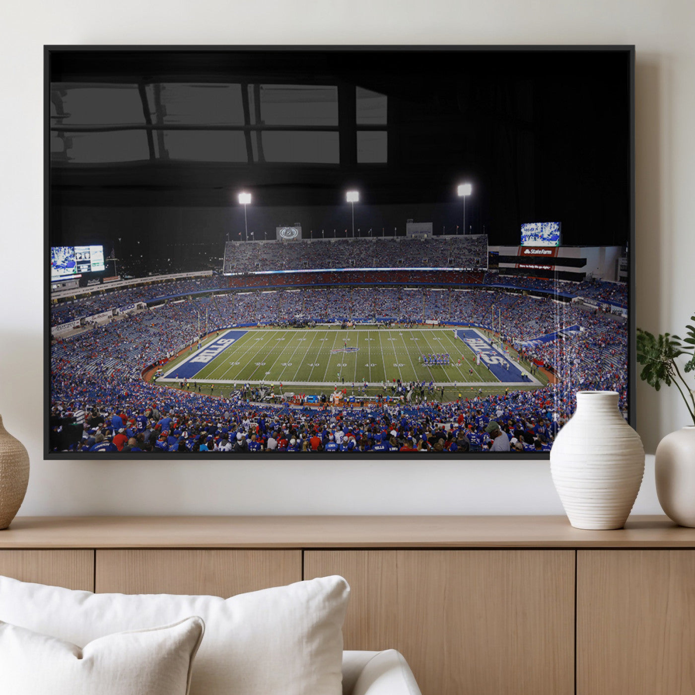 MGV-FP-60X30-3P - Buffalo Bills Wall Art - Buffalo Bills Stadium Canvas Print, Perfect Sports Decor for Living Rooms,