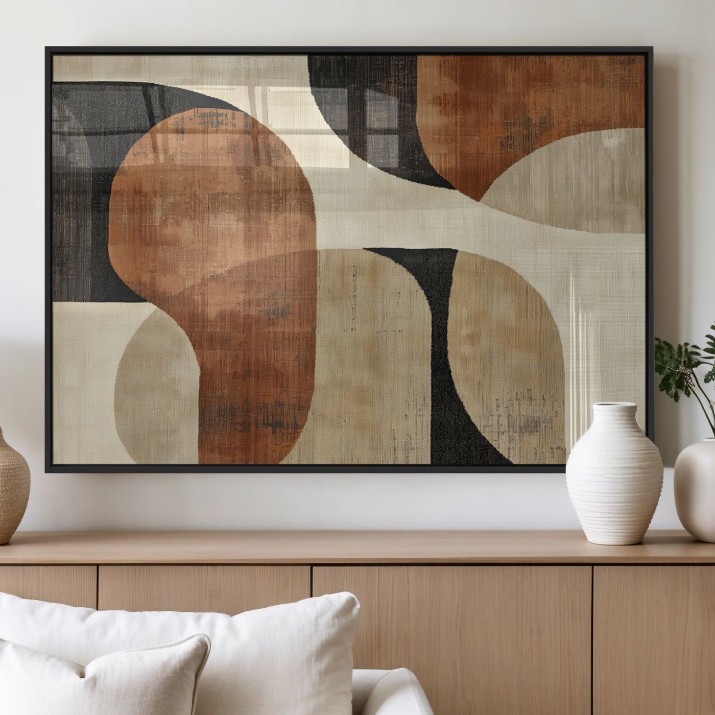 MGV-FP-60X30-3P - Wabi Sabi Abstract Wall Art Canvas Print | Large Minimalist Modern Geometric Wall Decor for Living