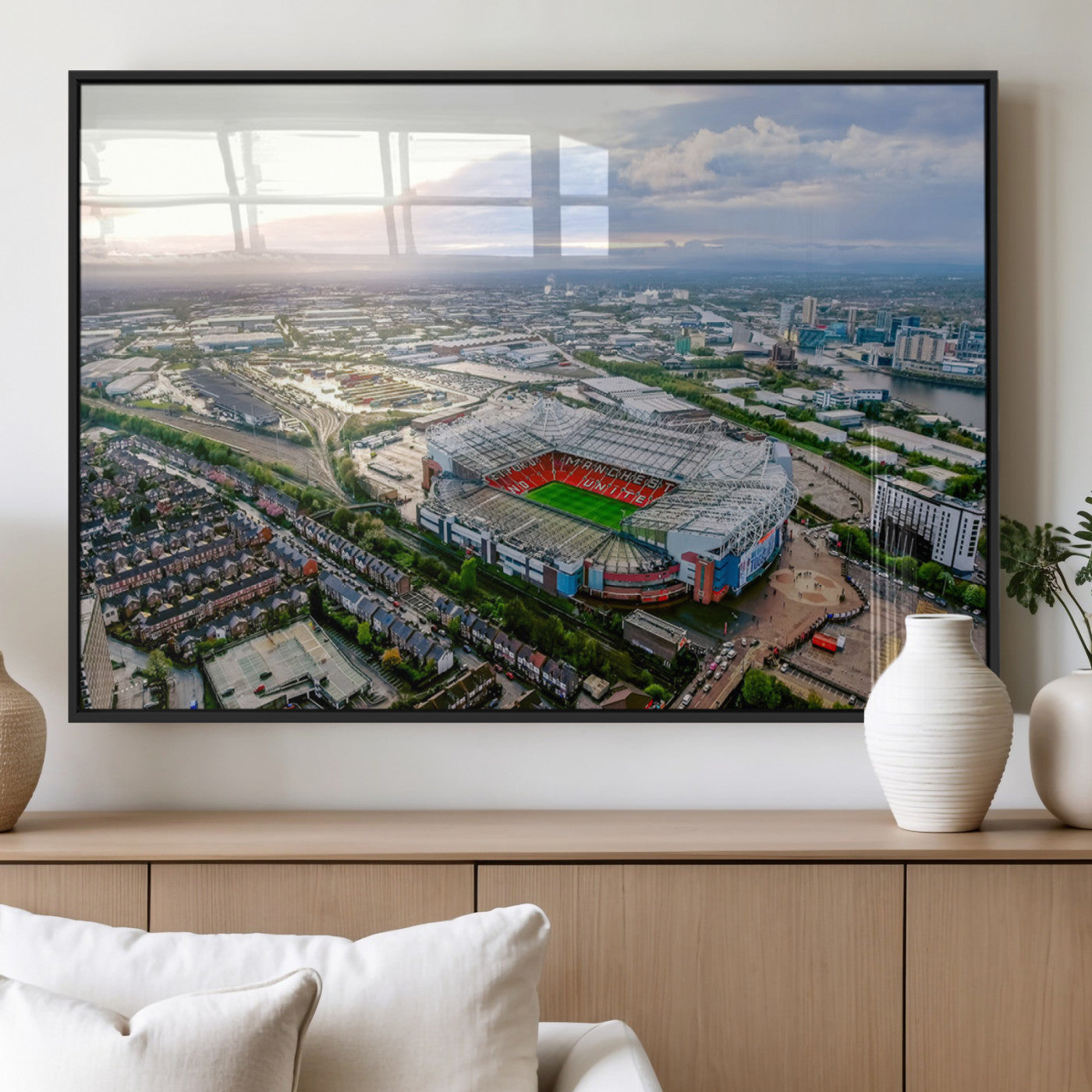 MGV-FP-60X30-3P - Old Trafford Manchester United Stadium Wall Art Canvas Print - Aerial View Stadium, Old Trafford