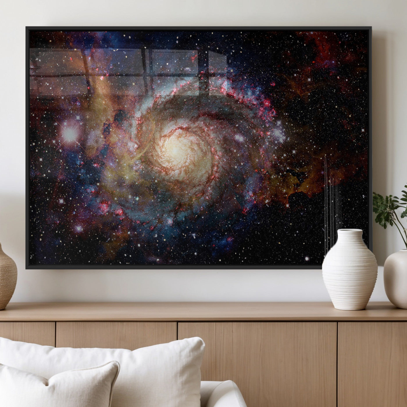 MGV-FP-60X30-3P - Nebula and Galaxies in Space Wall Art Canvas Print, Spiral Galaxy Wall Art Canvas Print