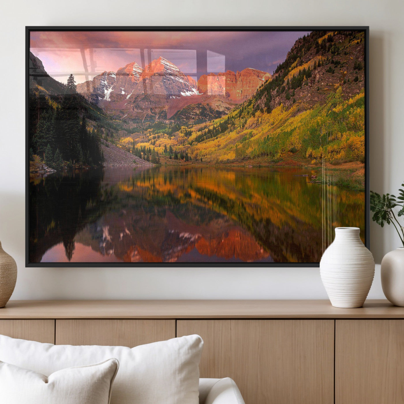 86946-MGV-FP-60X30-3P_Black-Colorado Rockies Mountain Sunset Wall Art | Ready to Hang and Framed | Scenic Nature Landscape