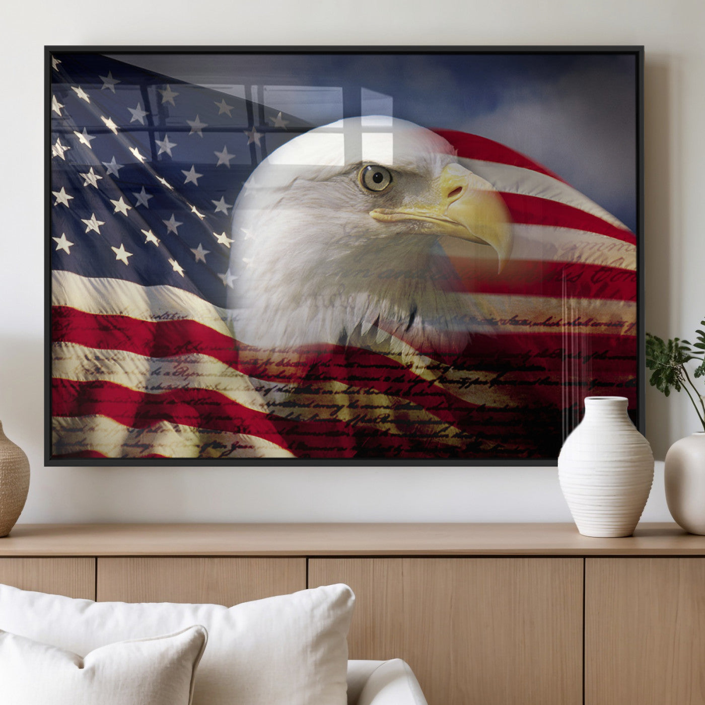 MGV-FP-36X24-3P - American Flag Eagle Symbol Wall Art, American Flag Eagle Wall Art Canvas Print
