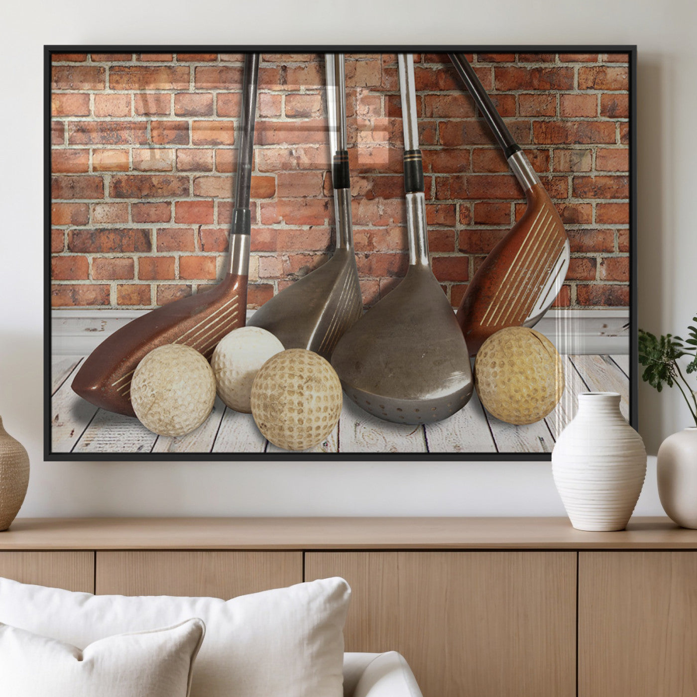 MGV-FP-60X30-3P - Vintage Golf Ball Wall Art Canvas Print | Golf Decor for Man Cave or Office | Ready to Hang and