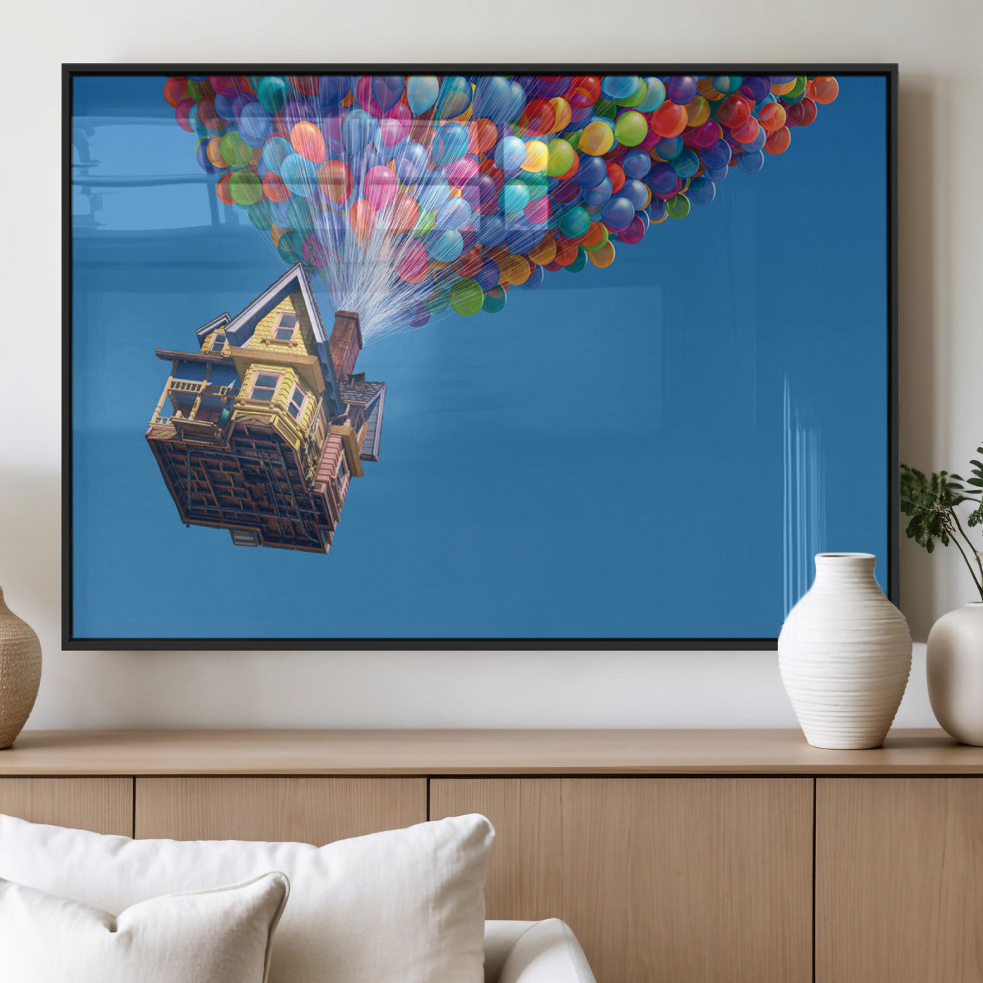 MGV-FP-36X24-3P - Carl Fredricksen, Up Movie Wall Art, Balloons Wall Art, Air Balloons for Kids Room Print