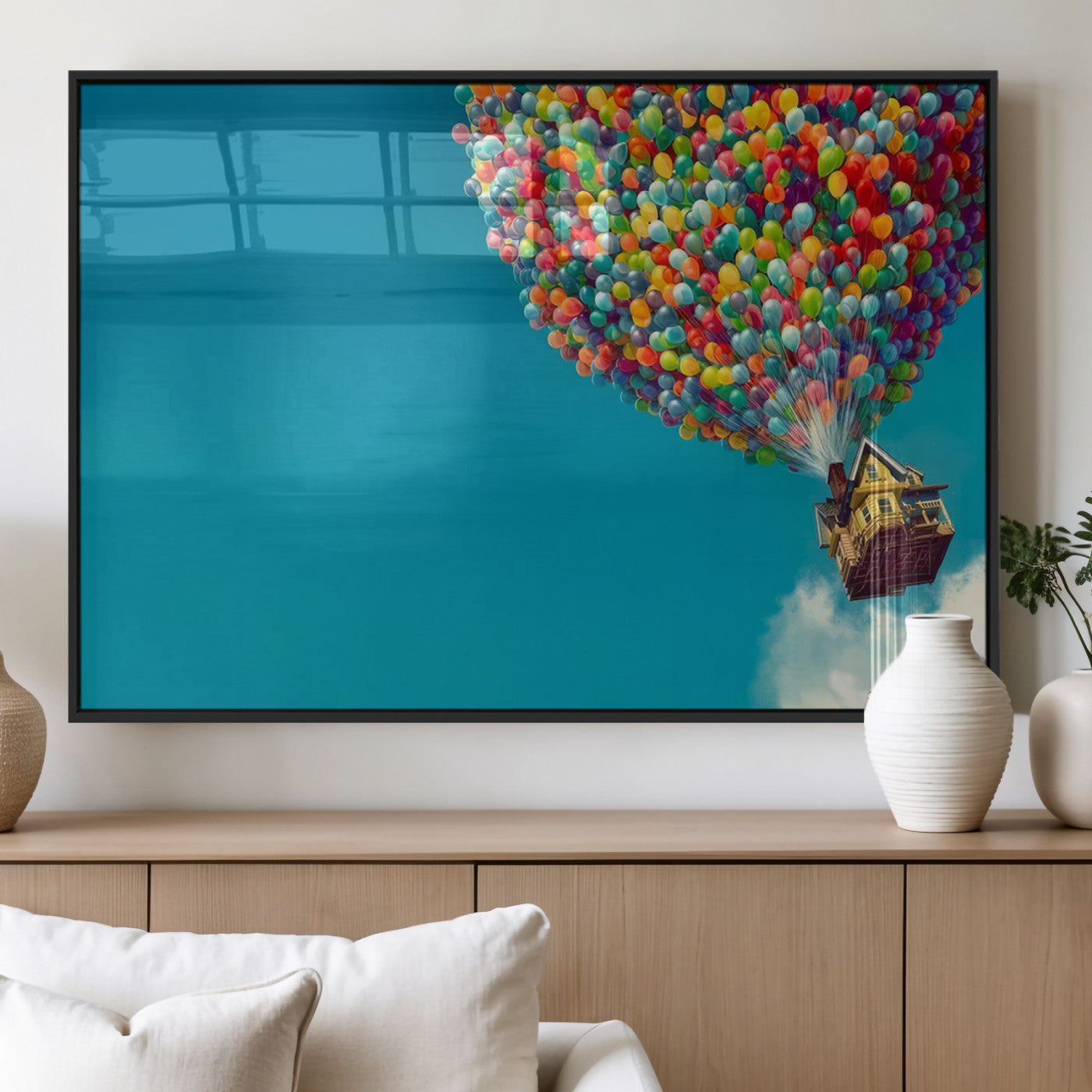 MGV-FP-60X30-3P - Carl Fredricksen, Up Movie Wall Art, Colorful Balloon House Art | Whimsical Wall Decor for Living