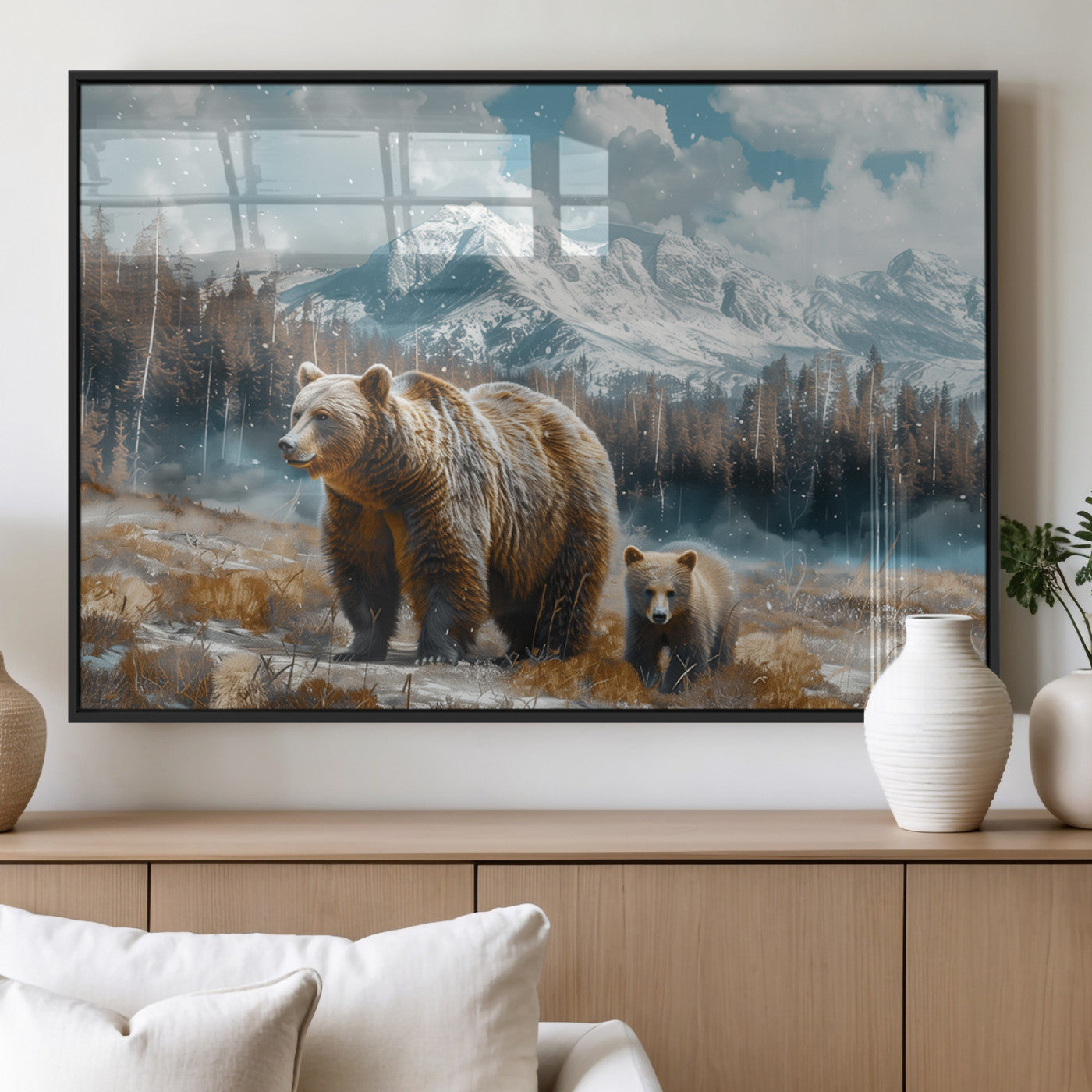 MGV-FP-60X30-3P - Bear and Baby Bear Wall Art Canvas Print