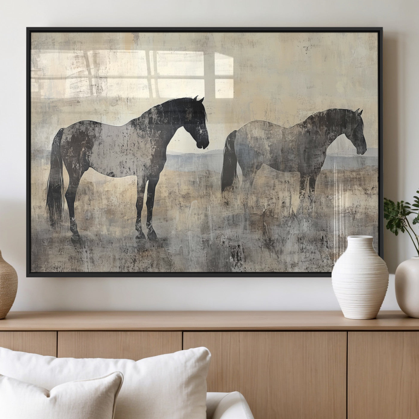 MGV-FP-60X30-3P - Vintage Horses Wall Art Canvas Print