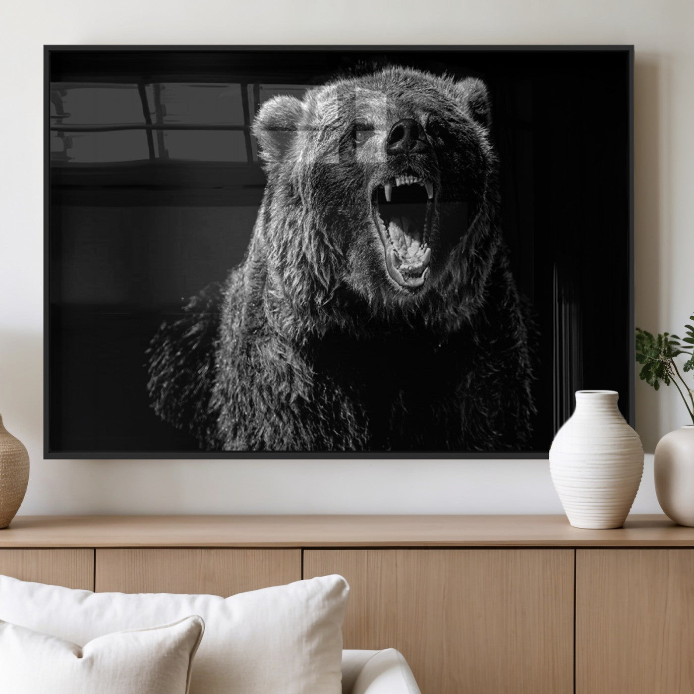 MGV-FP-60X30-3P - Bear Canvas Print | Wildlife Wall Art for Cabin Decor | Ready to Hang Framed