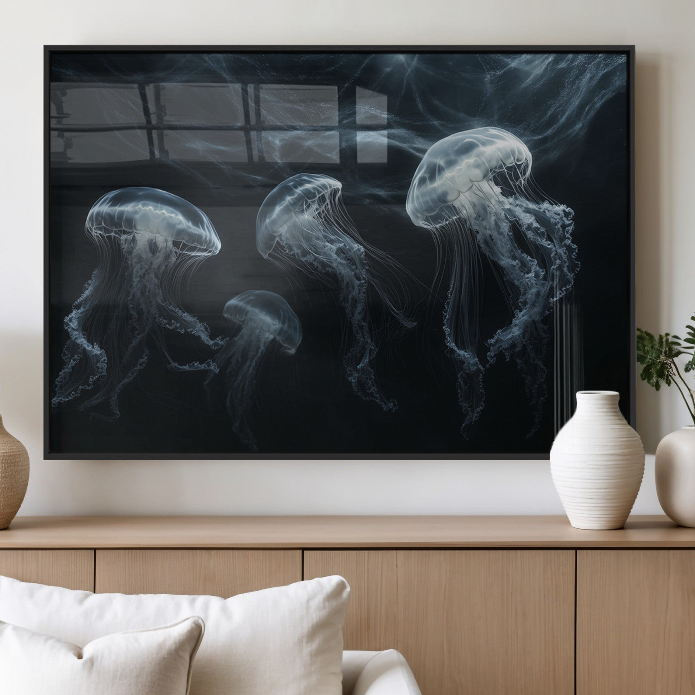 MGV-FP-60X30-3P - Jellyfish Wall Art Canvas Print, Elegant Wall Decor