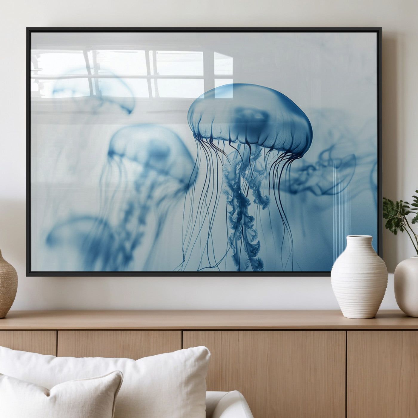 MGV-FP-60X30-3P - Blue Jellyfish Wall Art Canvas Print